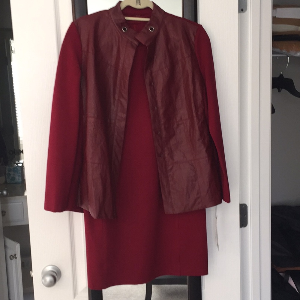 Red dress and matching jacket set.